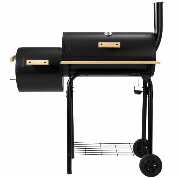 Chrome Plated BBQ Charcoal Smoker Grill with Temperature Gauge 71cm Cooking Height
