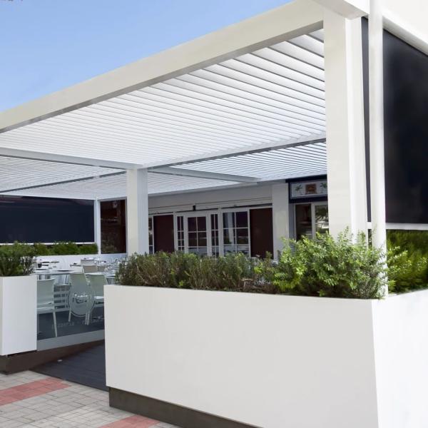 Villa Yard Electric Flip Louver Aluminum Gazebo  	Aluminum Louvered Pergola