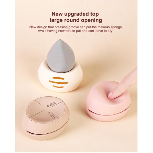 Custom Eco-friendly Soft Silicone Makeup Sponge Blender Holder Box for Cosmetic Travel