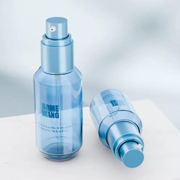 Bouteilles et bocaux de cosmétiques en PET Bouteille de shampooing réutilisable bleue ovale