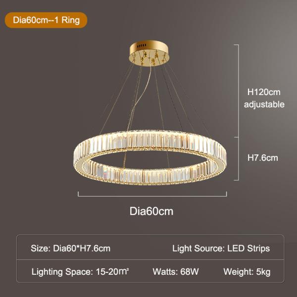 Luxury Staircase Crystal Chandelier Large Modern Rings silver chandeliers(WH-NC-49)