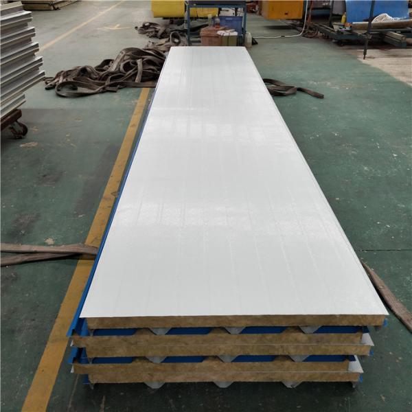 960mm diamond steel sheet rock wool sandwich roof panel with 0.376mm