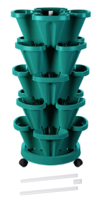 Stackable Planter, Vertical Garden Planter, Strawberry Planter, Indoor/Outdoor, 5 Tier Garden Tower, Herb Plant