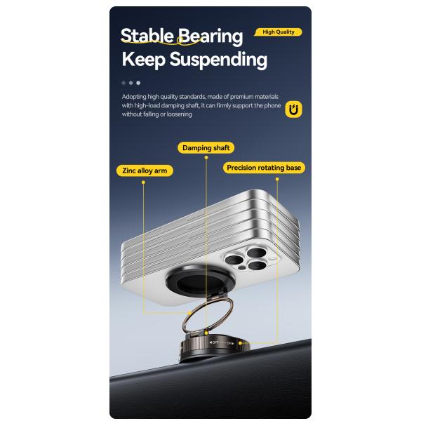 ESSAGER ES-ZJ35 Vacuum Suction Magnetic Car Mobile Phone Holder Foldable Zinc Alloy