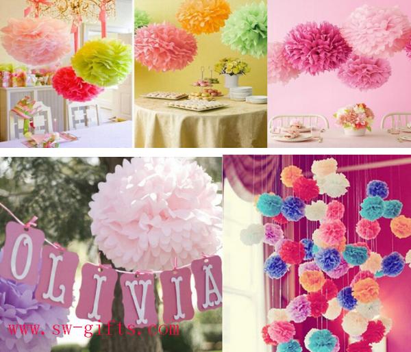 Party Wedding Decoration Paper Craft Tissue Paper Honeycomb Balls Pom Pom Flower Ball