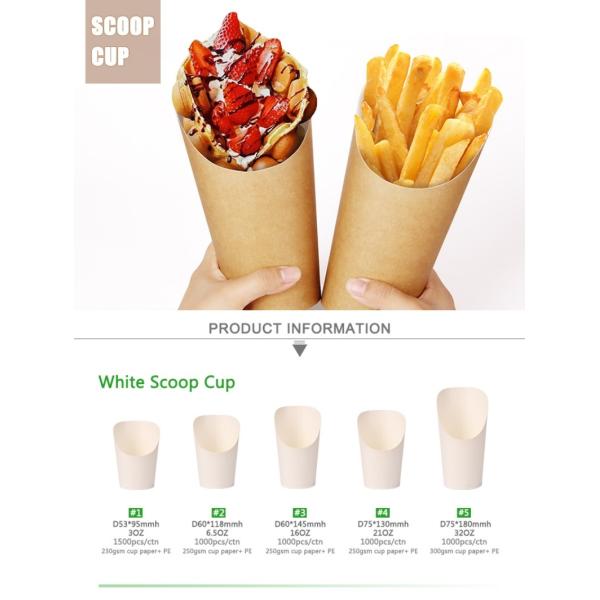 8oz 12oz Paper French Fry Scoop Cup Takeaway Takeaway French Fry Cone Holder