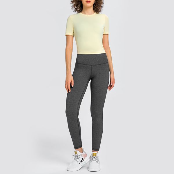 Women's Short Sleeve Crop Top Buttery Soft Stretch Breathable Quick Dry for Yoga