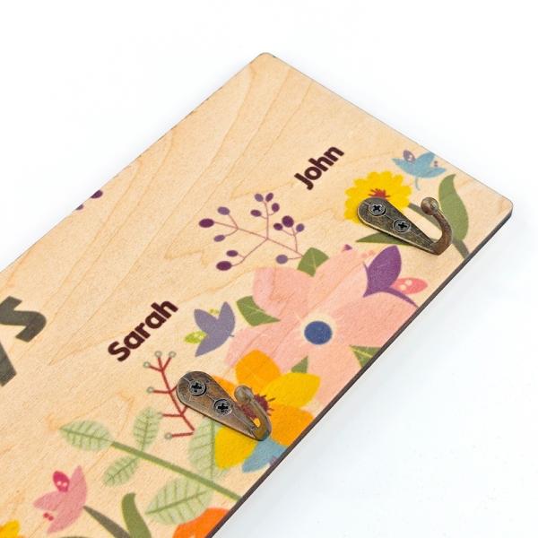 Plaque de porte-clés en bois rectangulaire à sublimation simple montée sur le mur avec des crochets pour l'impression photo à sublimation