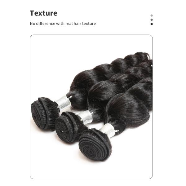 Double wefted 10a Reinforced Real Human Hair Bundles Loose Wave Black Color