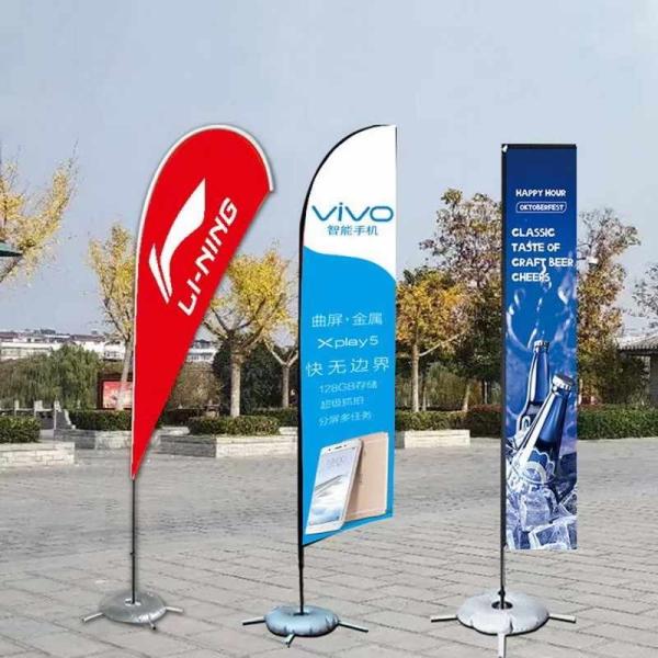 Advertising Custom Logo Printing Rectangle Teardrop Feather Aluminum and Fiberglass flag Pole Beach Flag Banner
