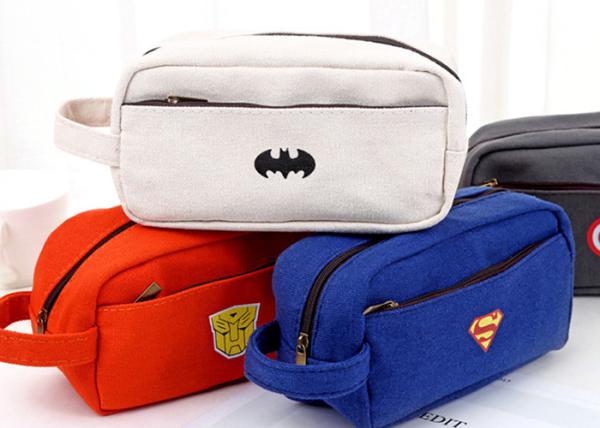 custom creative canvas pen bag with large capacity multi-layer zipper stationery bag for pens