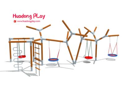 Large Playground Equipment Swings , Rose Wood Garden Swing Set For Toddler