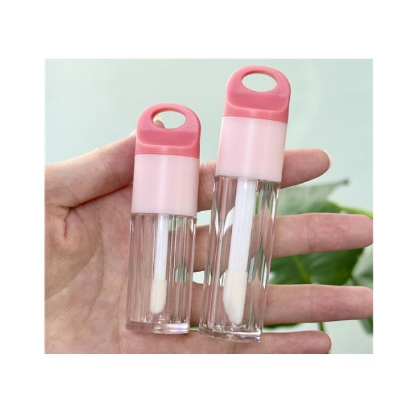 Keychain Hole Shape Cap 4ml 6ml Thick Round Lip Gloss Rod Tube Large Brush Lip Gloss Bottle