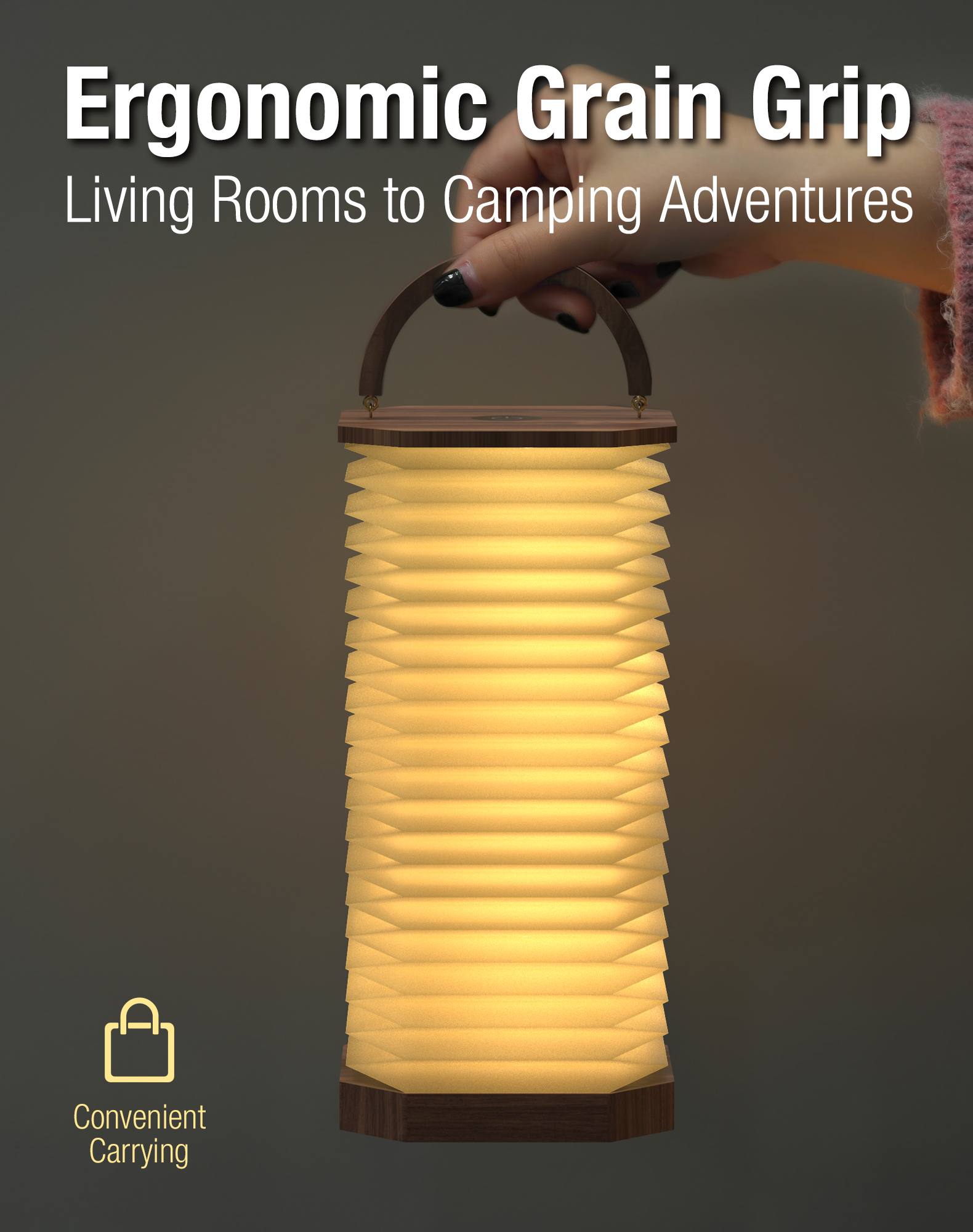 ODM Gingko Smart Accordion Floor Lamp Wooden LED Reading Light For Bedroom