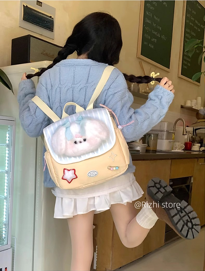 Original children's fun nylon backpack with large capacity, school bag for cute Japanese-style small animals, student backpack