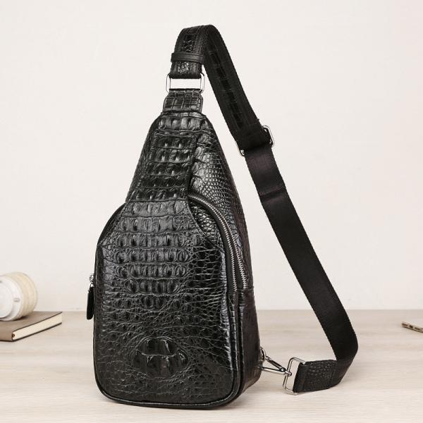 Exotic Crocodile Skin Men's Chest Bag Authentic Genuine Alligator Leather Male Messenger Bag Crossbody Shoulder Bag