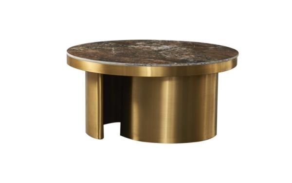 Gold Titanium Ceramic Marble Nordic Coffee Table round Minimalist