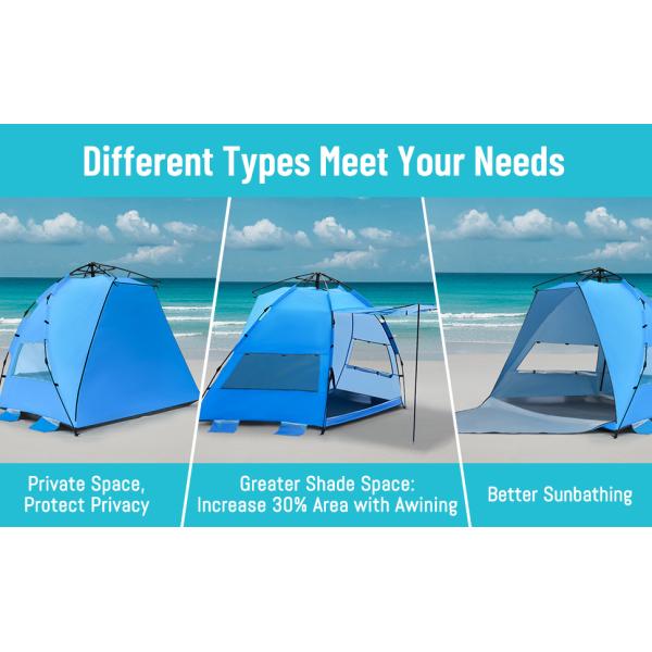 Beach Tent Sun Shelter - Portable Sun Shade Instant Tent for Beach Carrying Bag, Stakes, 6 Sand Pockets, Anti UV