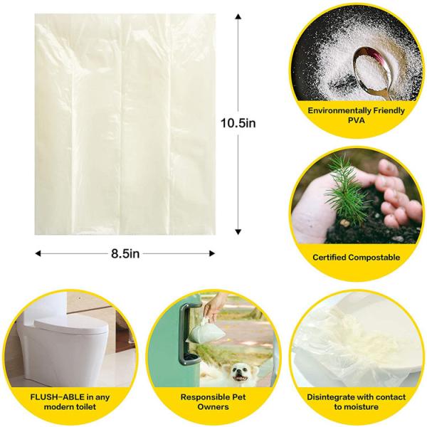Oem White PVA Biodegradable Water Soluble Bag For Dog Waste
