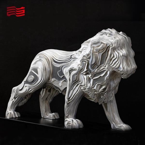 Custom Metal Animal Statues Art Decoration with Large Stainless Steel Lion Sculptures