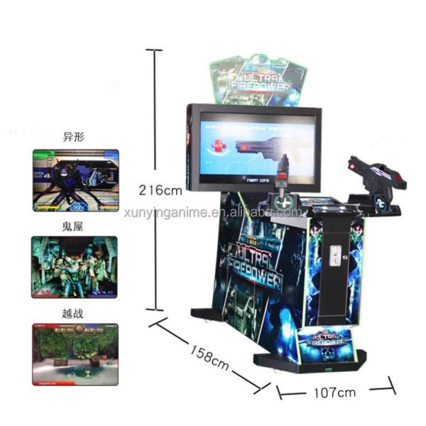 Jogo de tiro de arcade operado por moedas Arma de entretenimento de interior Disparar máquina de jogo de tiro para puxar moedas