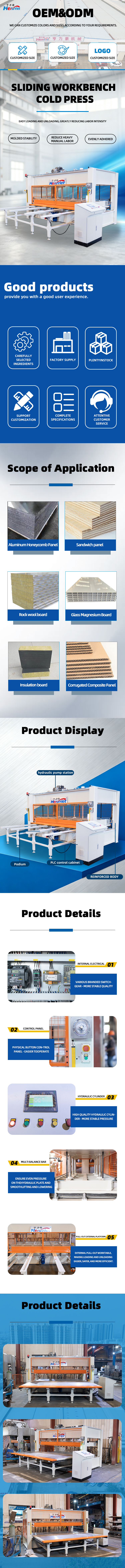 Henrriet 100 Ton Hydraulic Push Table Cold Press Machine with 3000×1500mm Press Plate and 21MPA System Pressure for Industrial Panel Lamination