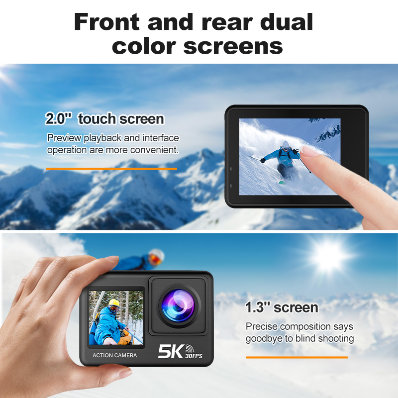 Original Factory Supply 5K Waterproof Action Camera Combine 6 Axis Gyro Hardware Sensing Stabilization Effectively