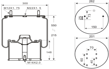1V8609 Truck Air Spring Suitable for Contitech 940MB/Phoenix 1DK21K