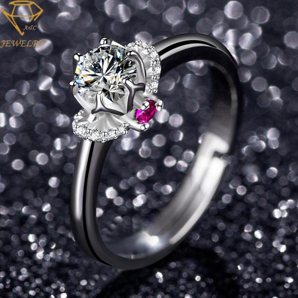 Adjustable Personalized Diamond Ring Rose 18K Silver Plating