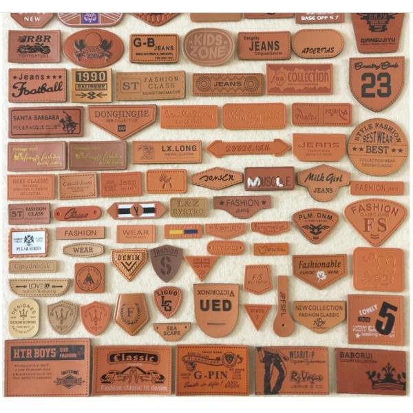 Black Embossed Leather Patch Badges Square For Shoes , Bags , Garment