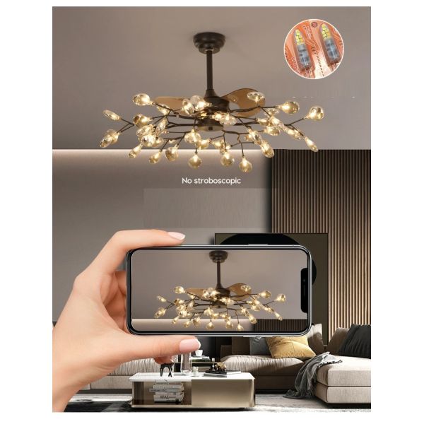 RC dimmable rotated forward and reverse for living room Branch firefly ceiling fan lamp(WH-CLL-66)