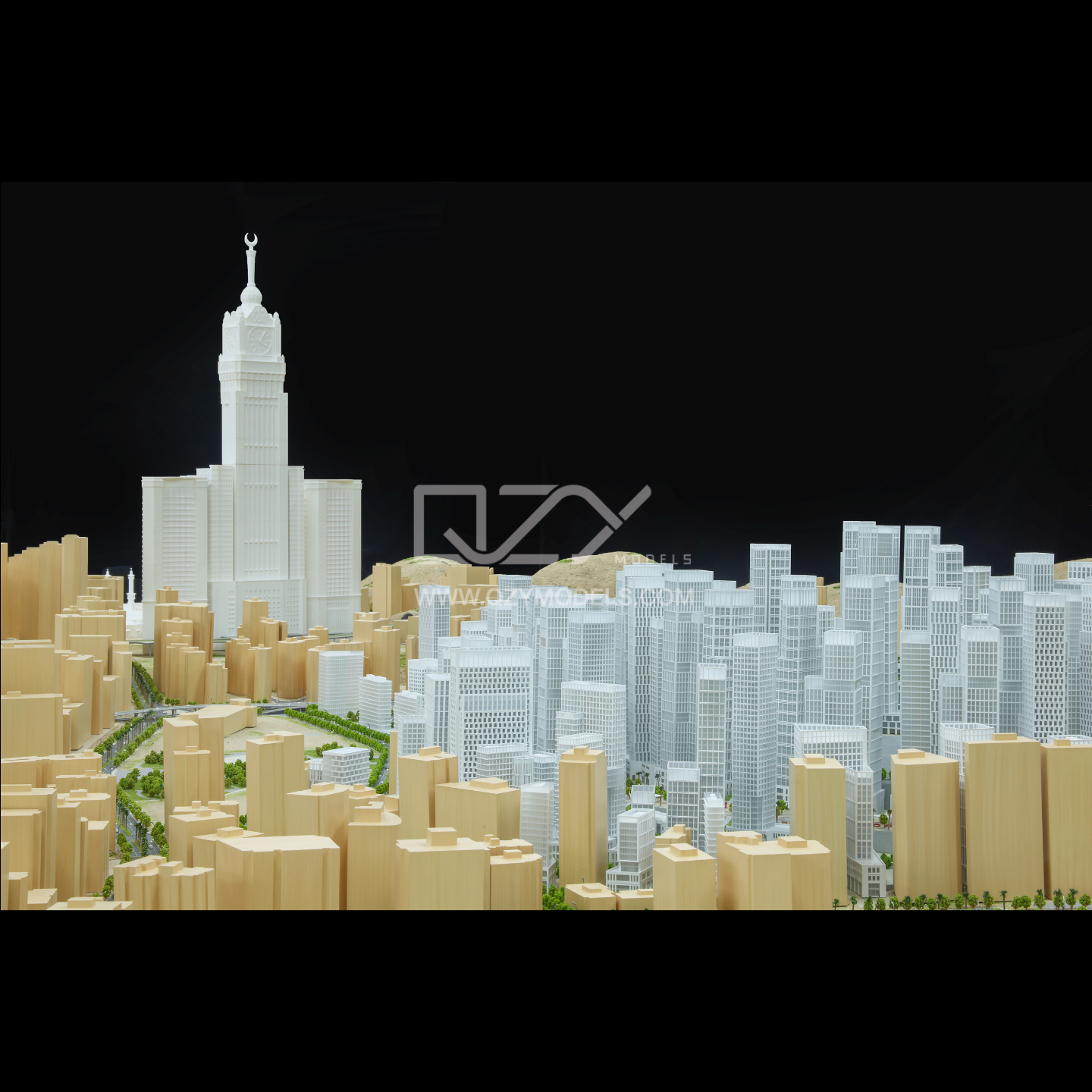 1:500 Scale Mecca Mathaba Urban Planning Sand Table with Conceptual Minimalism Style and Warm Lighting