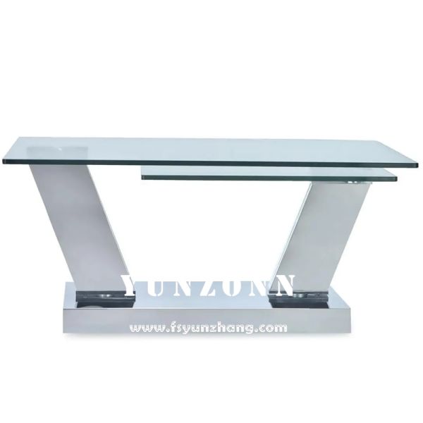 Modern Rectangular Tempered Glass Top Coffee Table Swivel Stainless Steel Center Factory Direct Sale for Home Villa