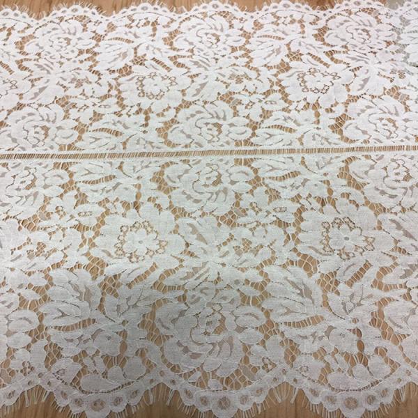 White Jacquard Eyelash Border Lace  For Garment
