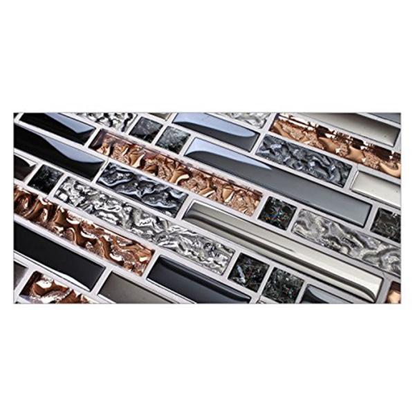 Black Brown Electroplate Crystal Glass Mosaic Tile For Kitchen Fireplace Decor