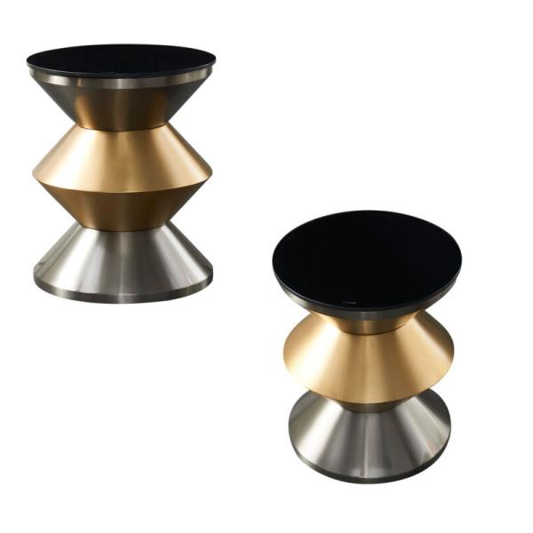 Light Reflecting Hourglass Coffee Table ,  Brighting Tempered Glass Side Table