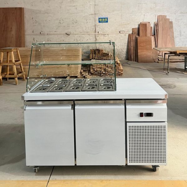 Single Temperature Pizza Salad Preparation Fridge 2 Door Automatic Defrost