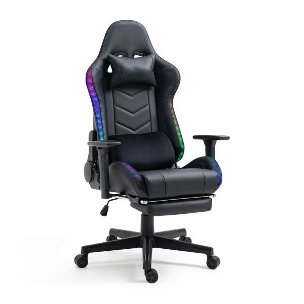 Adjustable Computer Chair with Headrest and Lumbar Support Metal Frame Gaming Chair