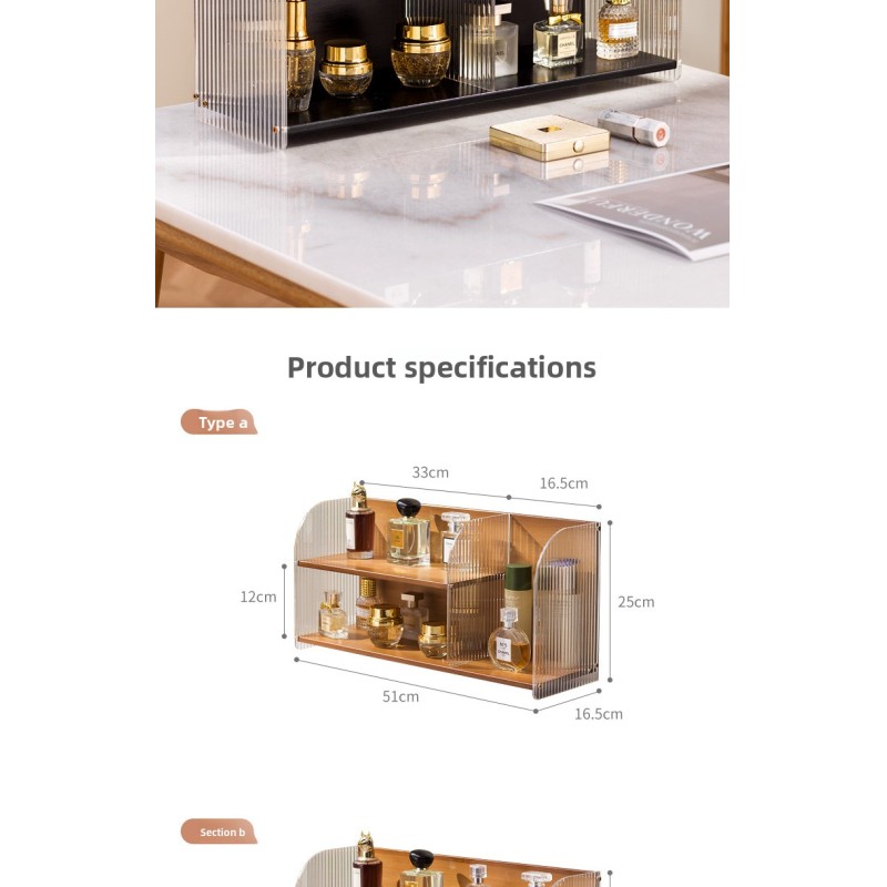 High-End Acrylic Standing Organize Display Rack Compartment Large Capacity Cosmetics Storage Table Shelf