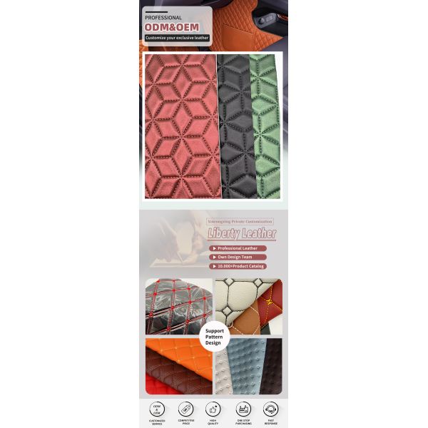 Custom PVC Diamond Embroidery Quilted Pearly Synthetic Leather Needle Punch Foam for Car Seat Cover Sofa Faux Leather Fabric