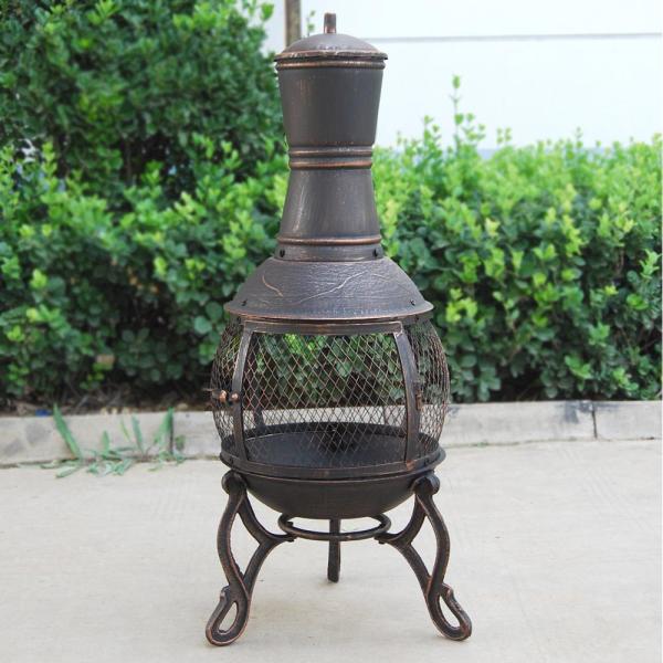 Outdoor Antique Cast Iron Garden Chimney European / American Wood Burning Fireplace