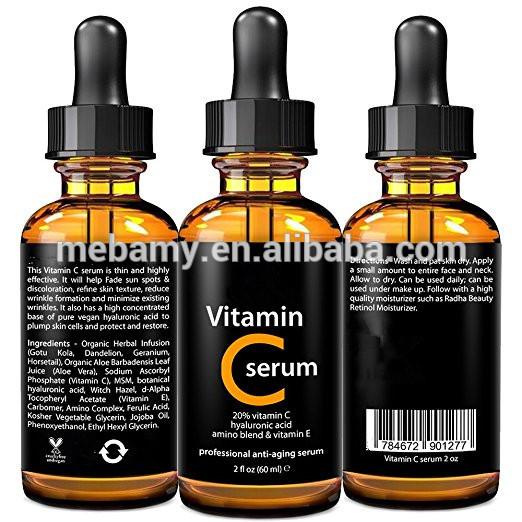 Natural Vitamin C  60ml Organic Face Serum With Hyaluronic Acid