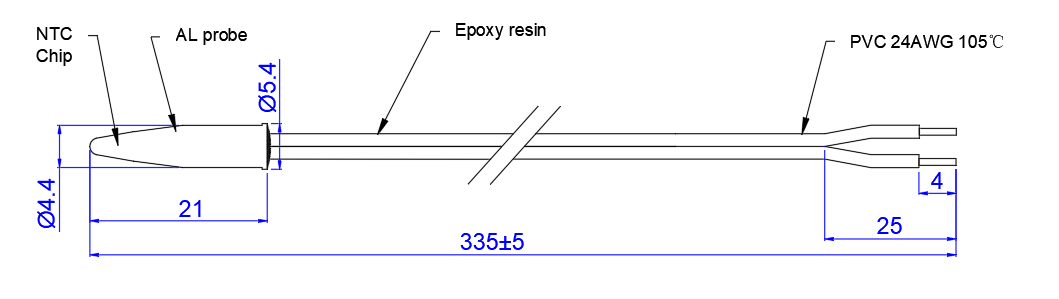 Датчик температуры зонда R0 6.65K B0/25 3914K NTC