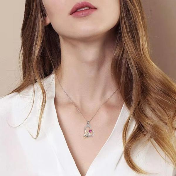 YASVITTI Custom Sterling Silver 925 Heart Rose Flower Necklace Classic Rose Gold Plated Bridesmaid Wholesale Factory