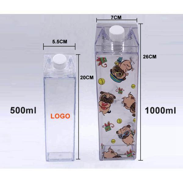Customized Logo Acceptable 500ml 1000ml Transparent Acrylic Milk Carton Water Bottle