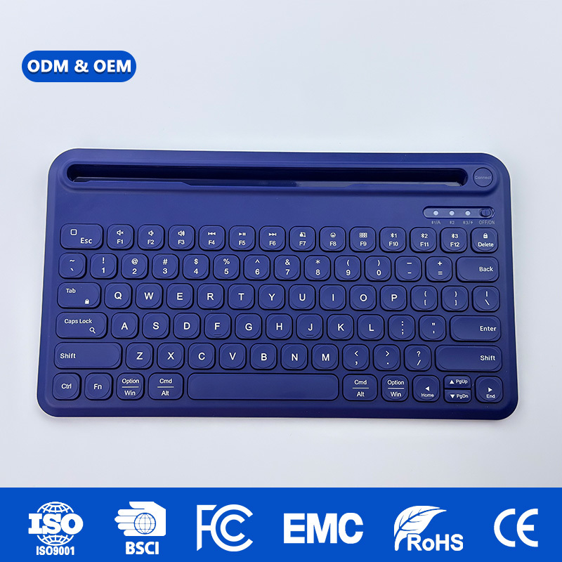ODM/OEM&Custom Packaging Ultra Slim 78 Key Wireless BT Keyboard with 11 Holder 1000mAh Big Battery&Quiet Keys