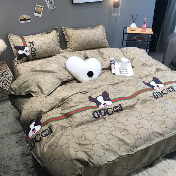 Polyester Cartoon Simple 4 Pcs Bedding Sheet Set Duvet Cover Pillowcase Wedding Bedding