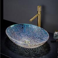 2025 Design le plus récent Couleur rond Tempered Glass Bassin de lavage au-dessus de petit évier de cristal