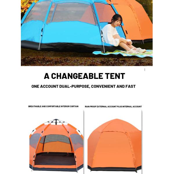 7.3m2 270x270x155cm 1000-1500 Mm Oxford Waterproof Camping Tent Automatic