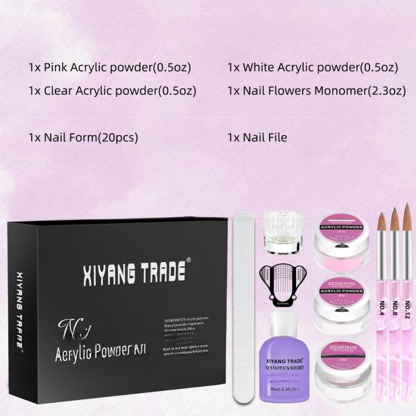 Professional Acrylic Nail Kit for Beginners With Nail Brush Monomer Acrylic Powder Set Nail Extension Form
